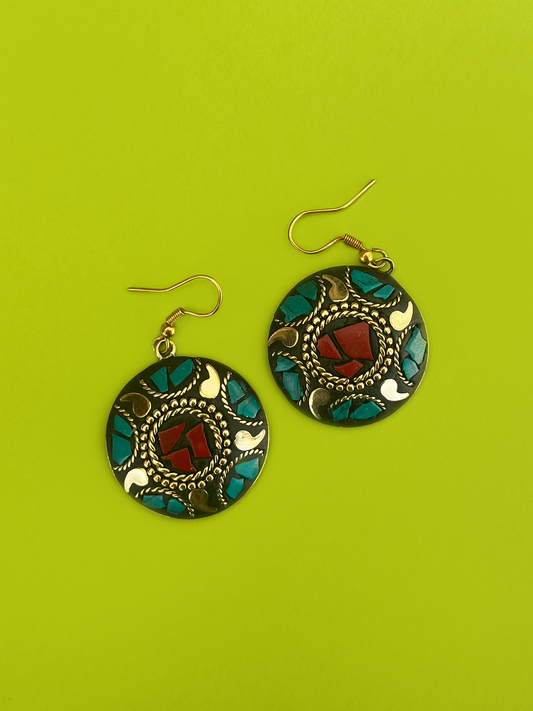 Gold-Plated Multicoloured Stone Nepalese Jhoomka