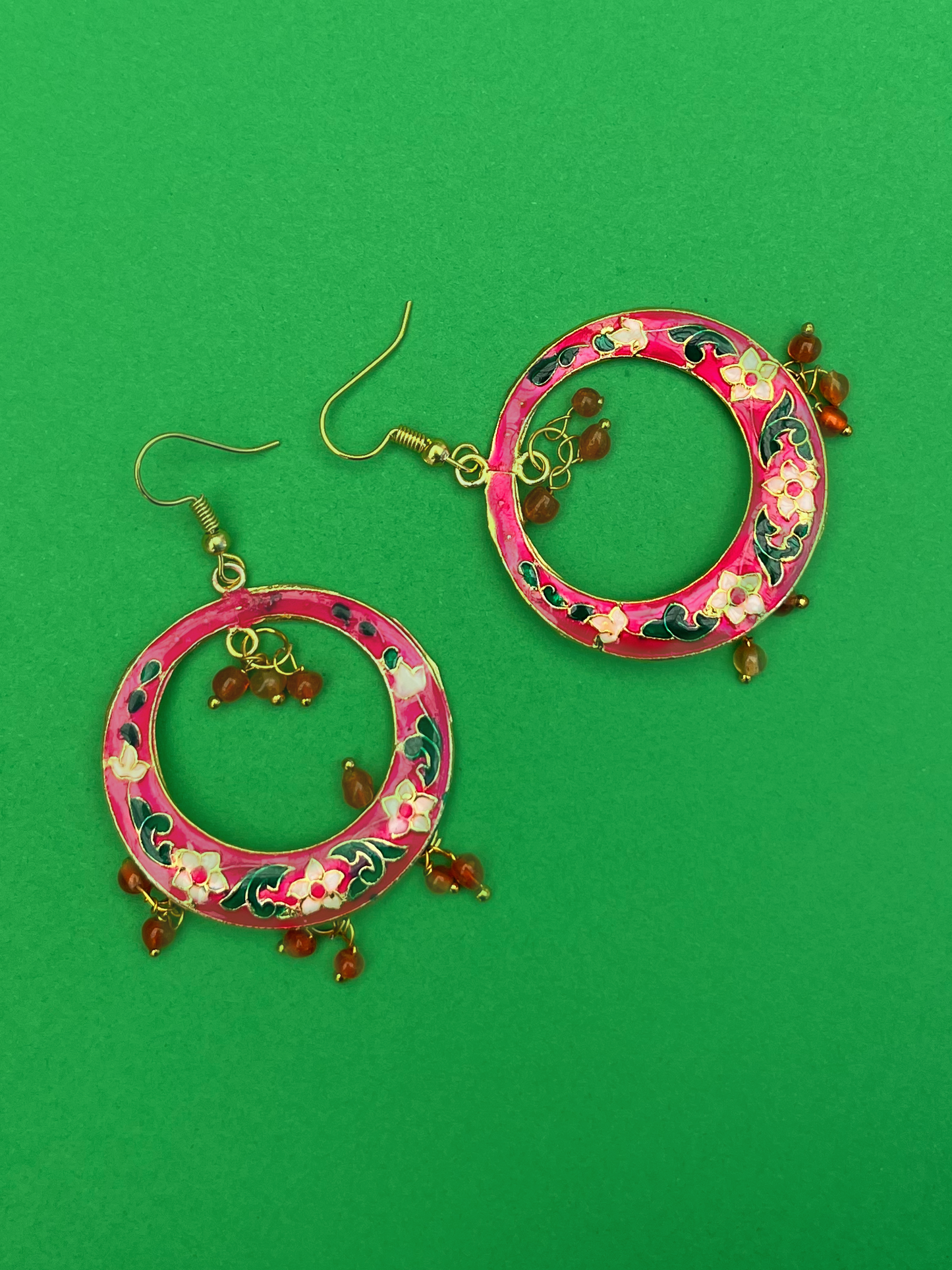 Mini Deep Pink Chandbali-Style Gold-Plated Jhoomka with Hook