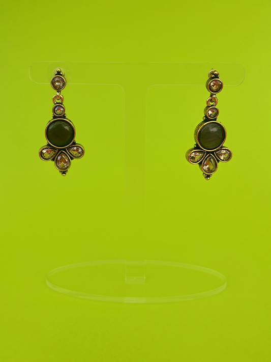 Antique-Style Gold-Plated Earring with Peach-Coloured Stones