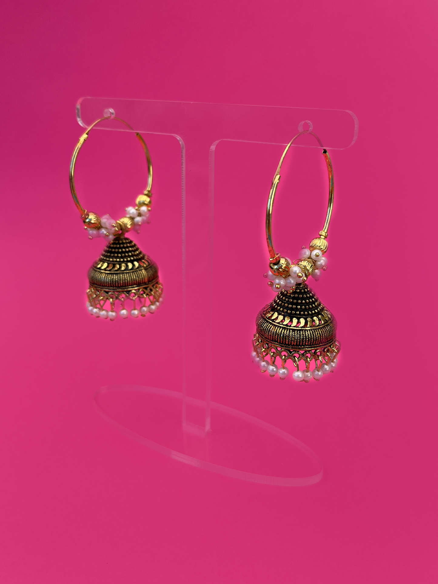 Chandbali-Style Gold-Plated Jhoomka with Hoop