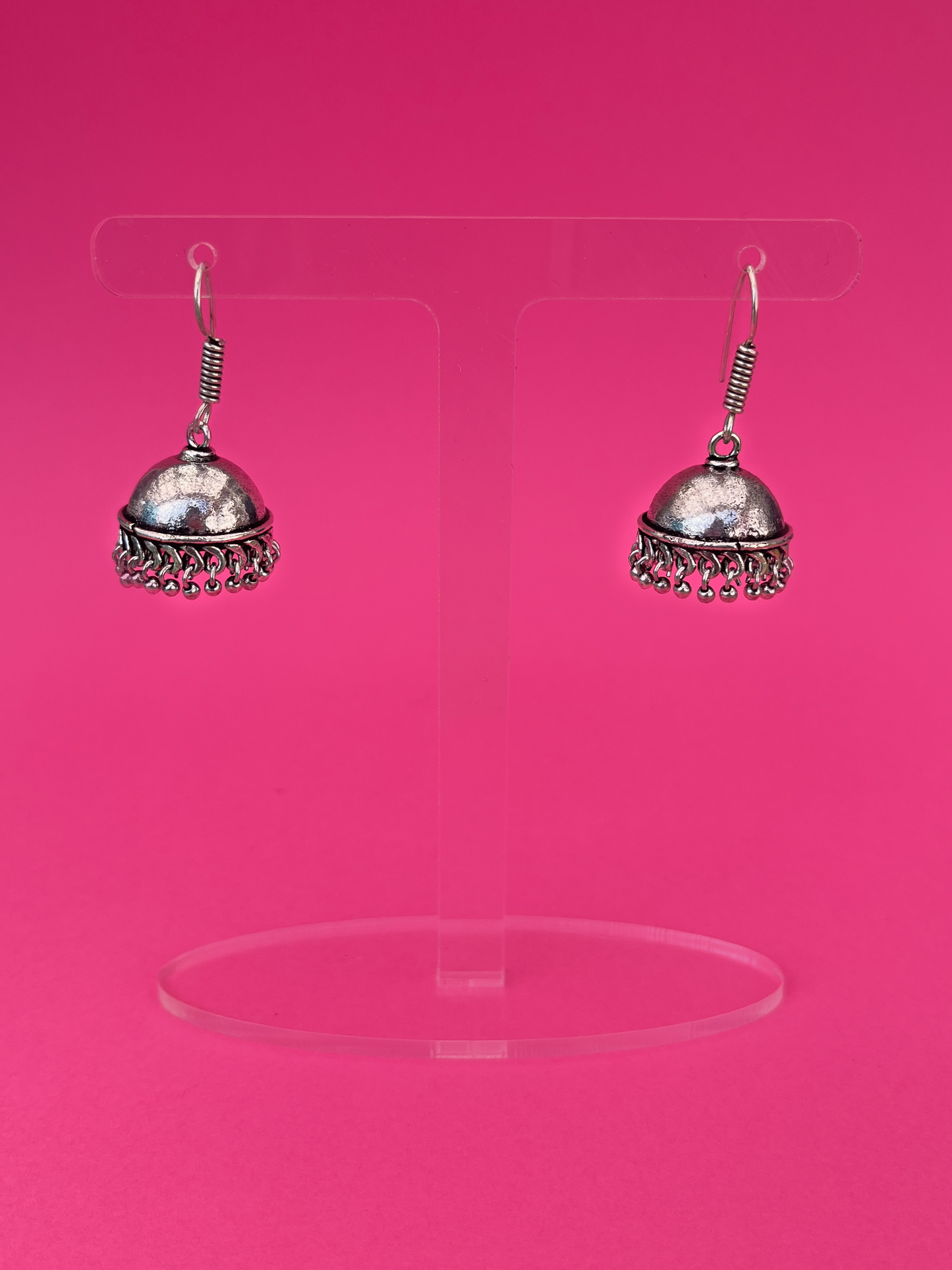 Silver-Plated Dome-Shaped Jhoomka with Hook