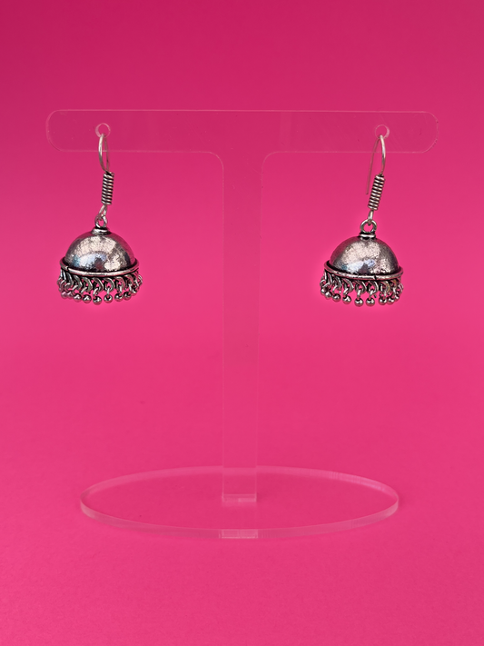 Silver-Plated Dome-Shaped Jhoomka with Hook