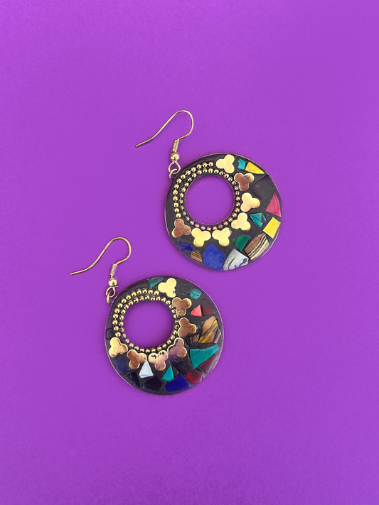 Multicoloured Stone Gold-Plated Nepalese Jhoomka