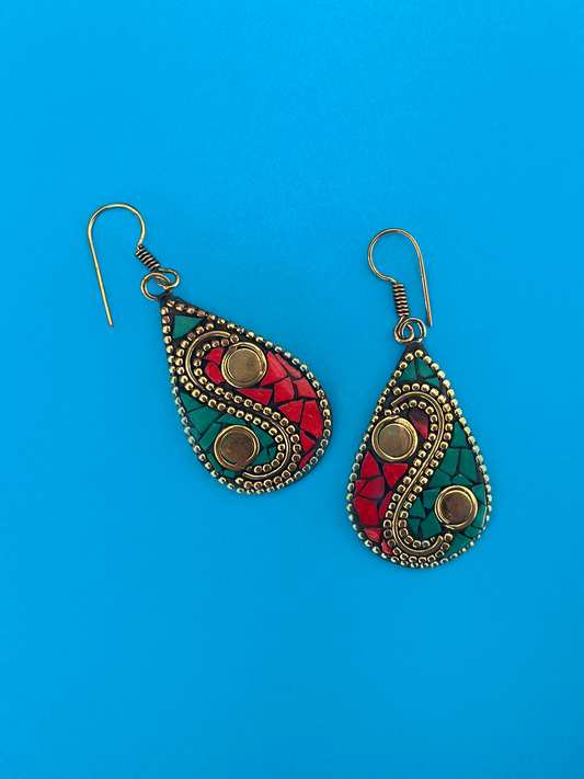 Gold-Plated Multicoloured Stone Nepalese Jhoomka