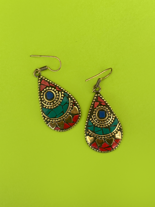 Multicoloured Stone Gold-Plated Nepalese Jhoomka