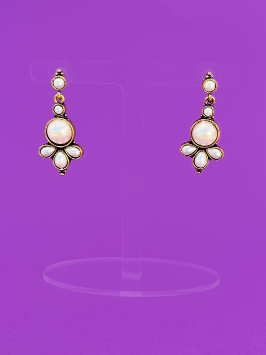 Antique-Style Gold-Plated Earring with Artificial Pearls