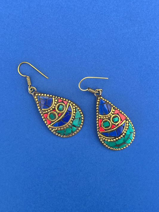 Gold-Plated Multicoloured Stone Nepalese Jhoomka