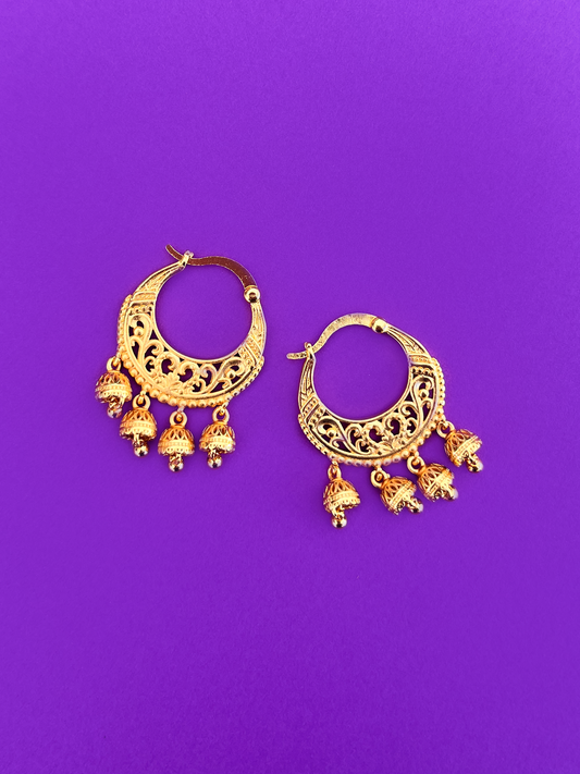 Gold-Plated Dangling Basket-Style Jhoomka