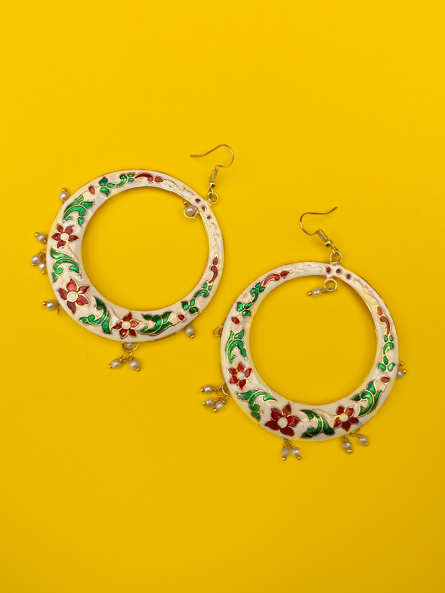 White Chandbali-Style Gold-Plated Jhoomka with Artificial Pearls and Hook