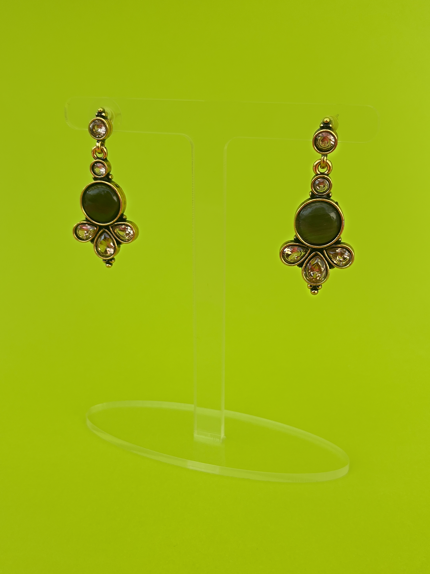 Antique-Style Gold-Plated Earring with Peach-Coloured Stones