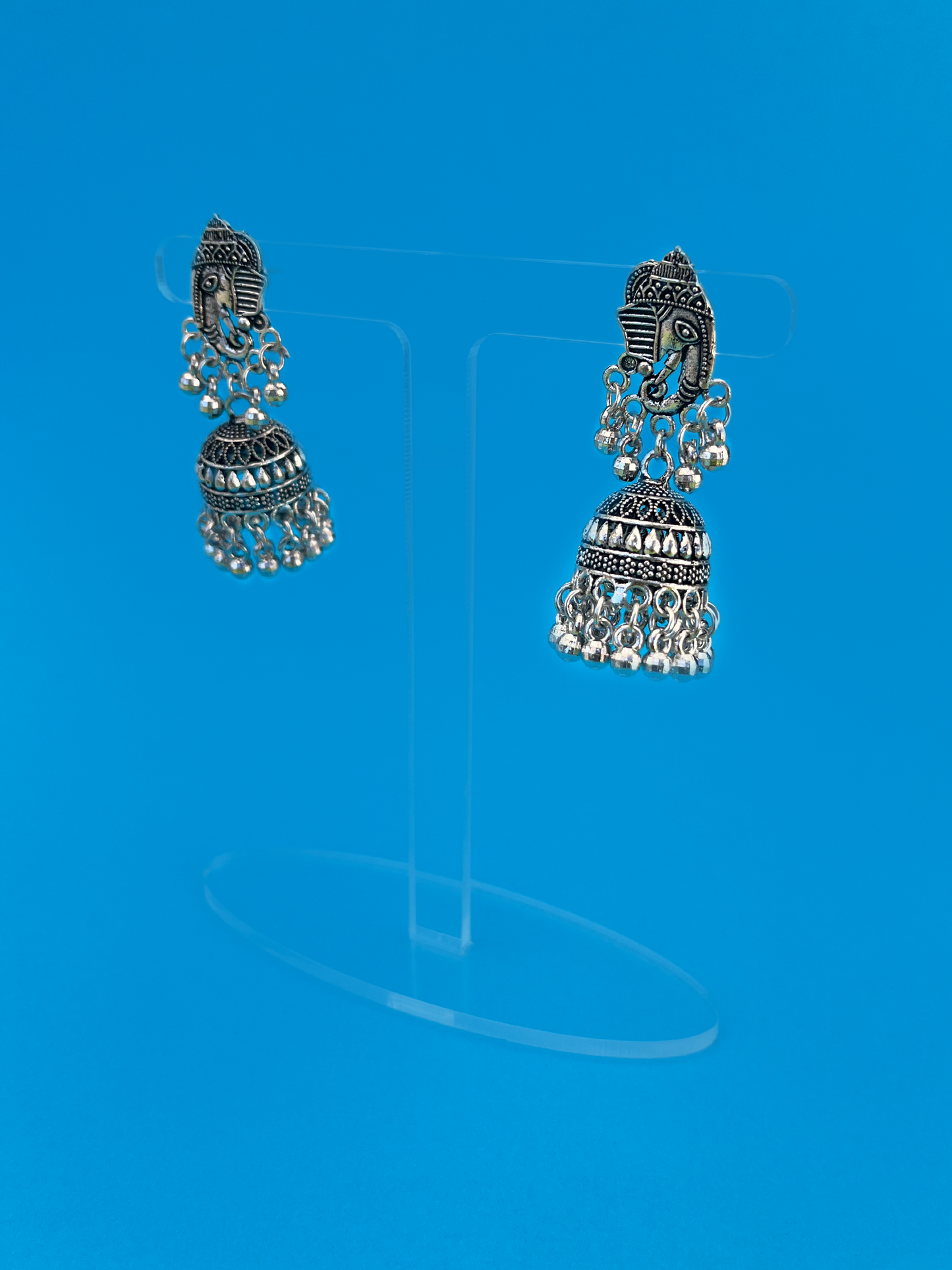 Silver Oxidised Ganesh-Style Jhoomka