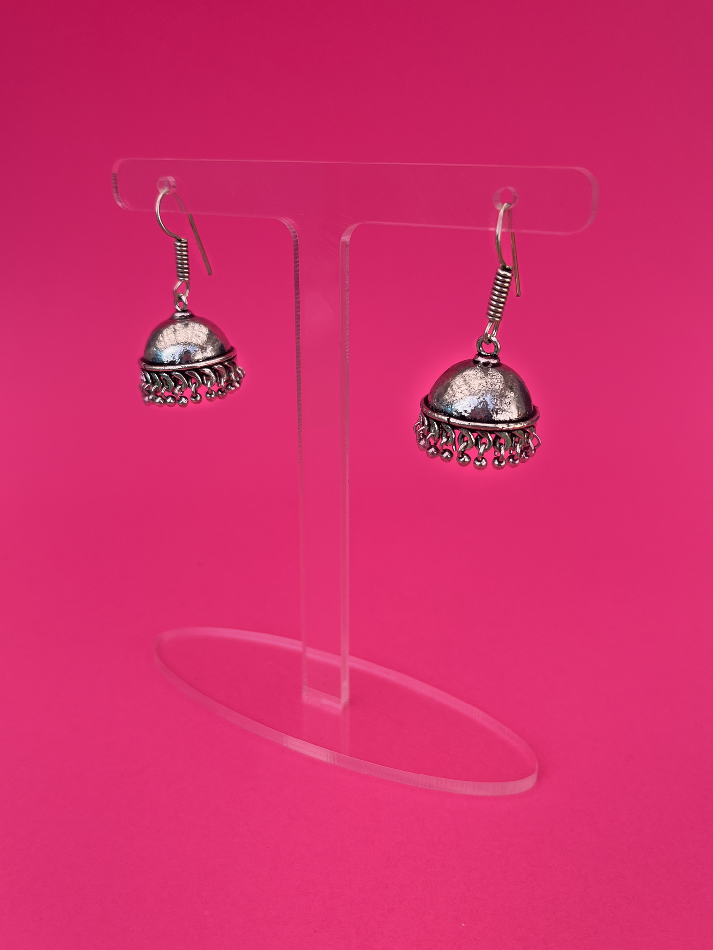 Silver-Plated Dome-Shaped Jhoomka with Hook