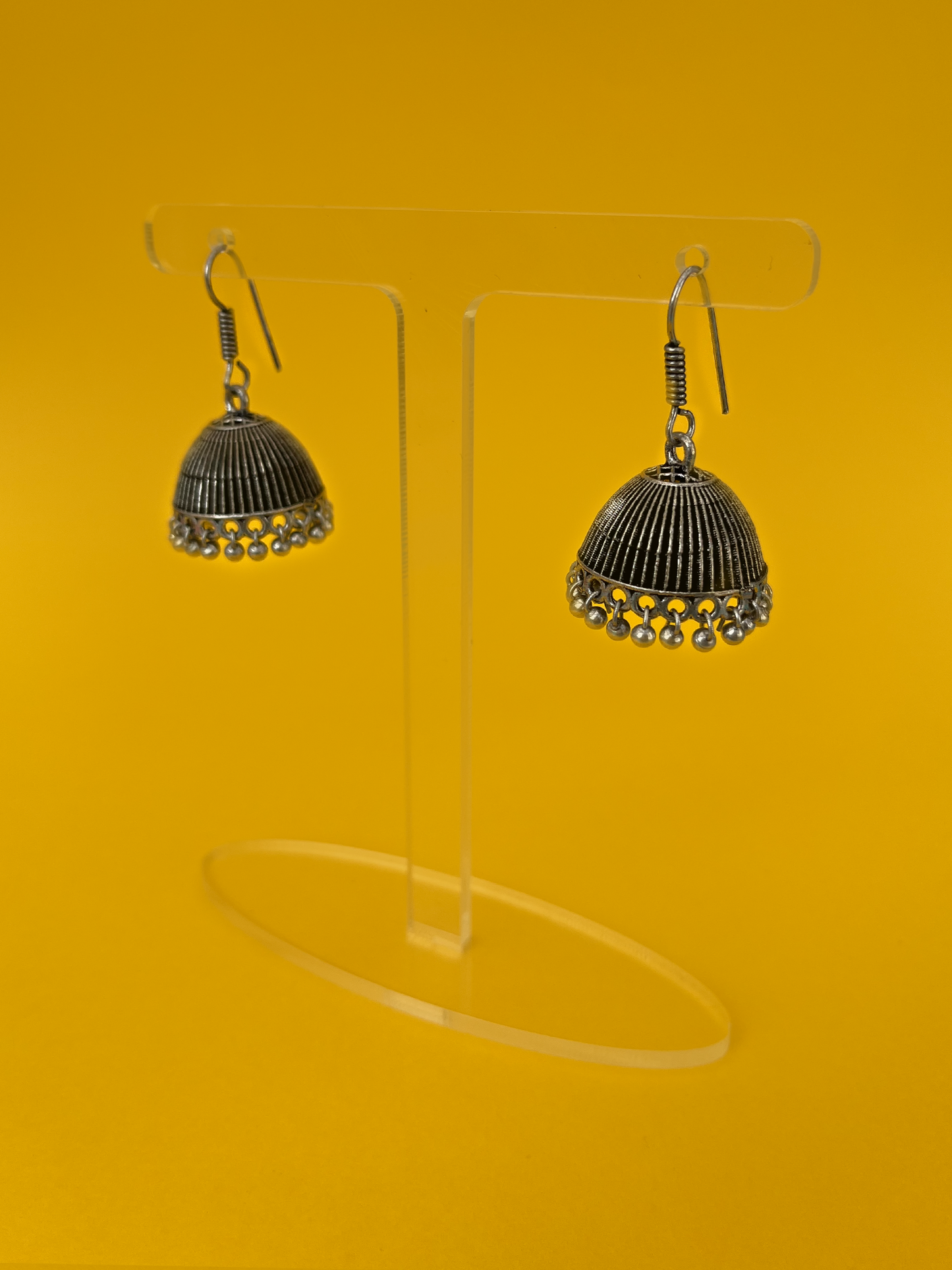 Oxidised Silver-Plated Dome Jhoomka