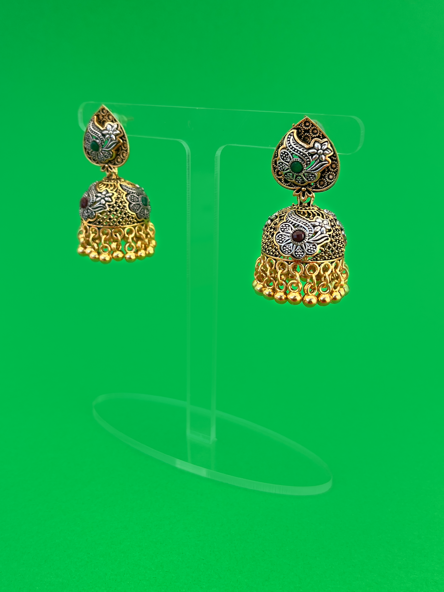 Gold-Plated and Silver-Plated Kundan Jhoomka
