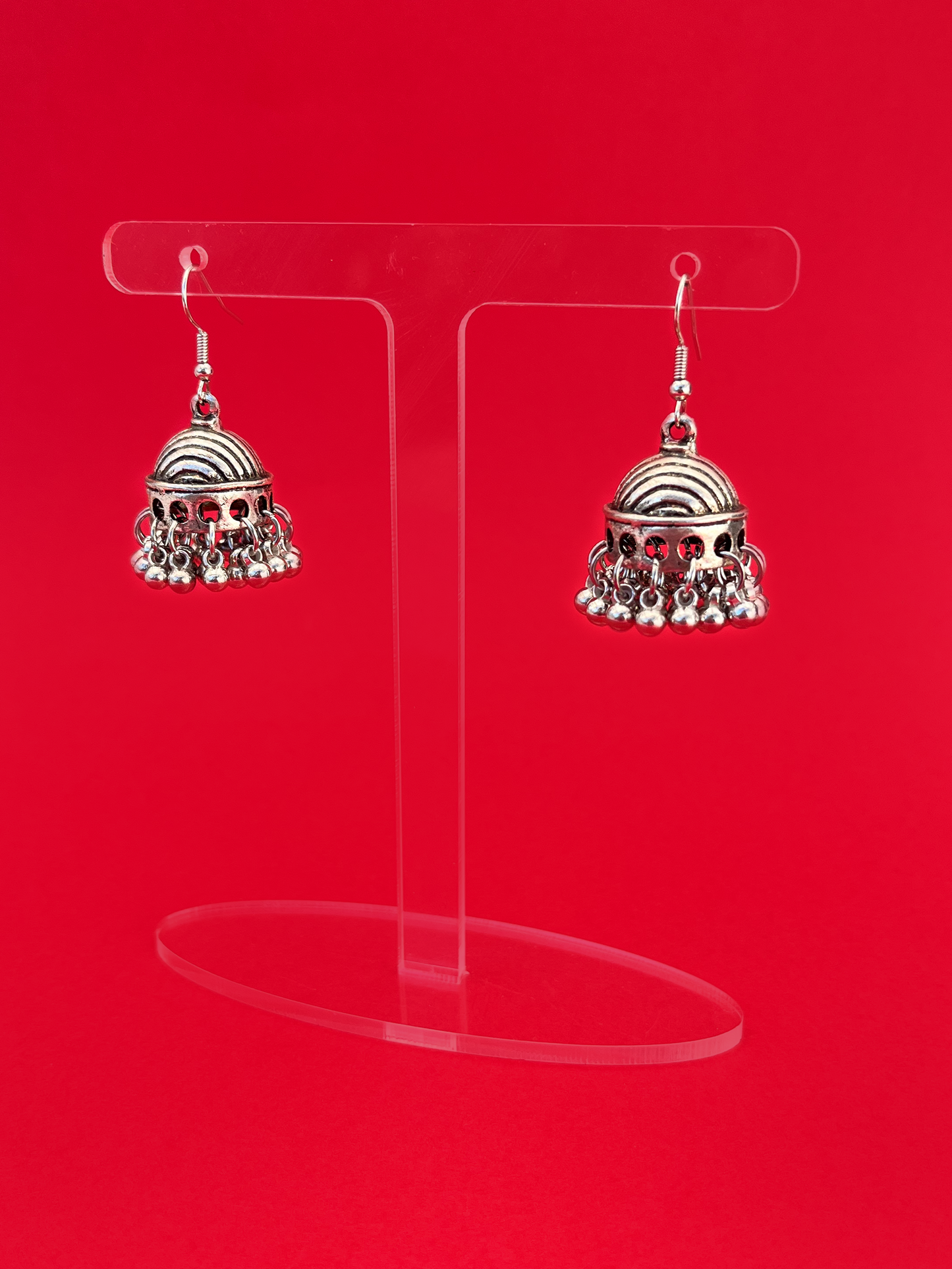 Mini Oxidised Silver-Plated Jhoomka