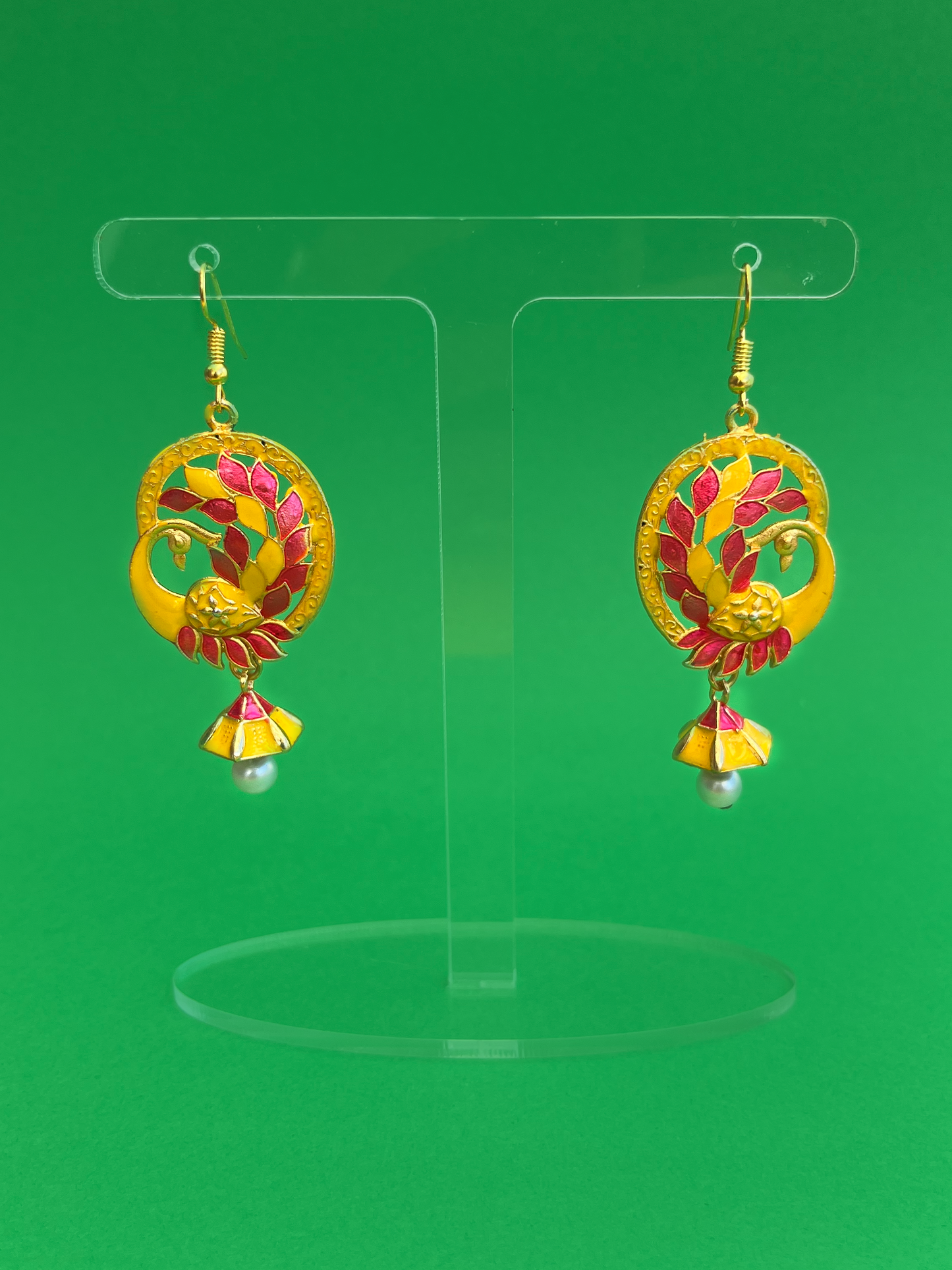 Cerise and Yellow Dancing Peacock Jhoomka