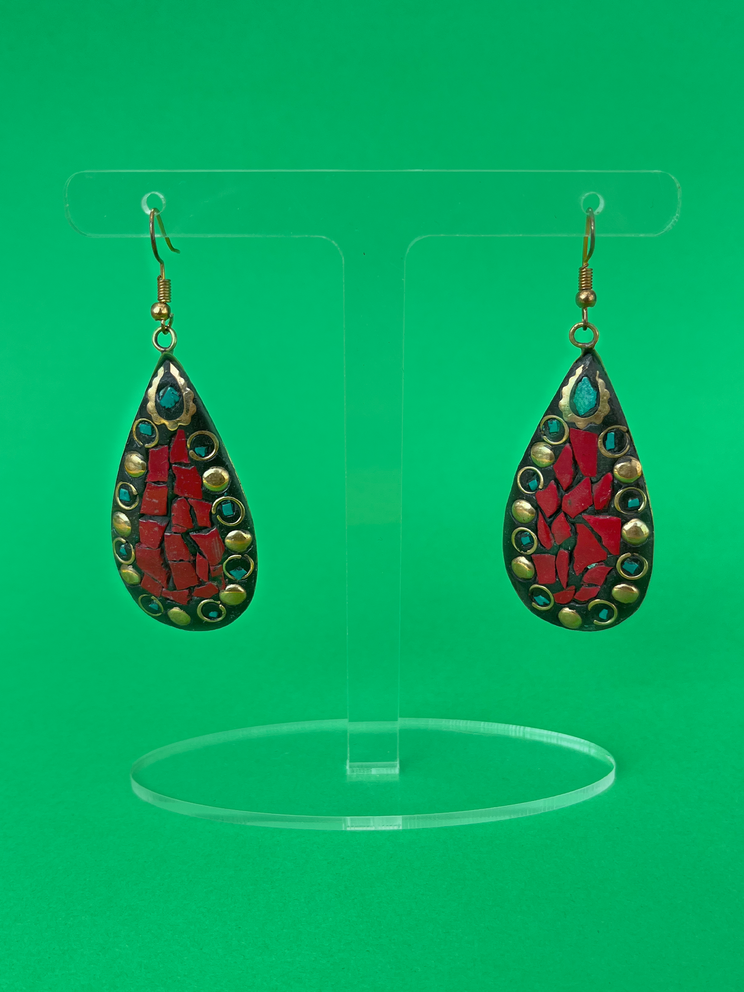 Nepalese Gold-Plated Teardrop Earring with Hook