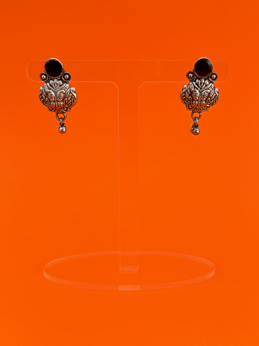 Silver-Plated Jhoomka with Silver-Plated Beads and Stem