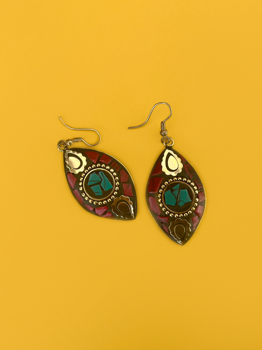 Multicoloured Stone Gold-Plated Nepalese Jhoomka