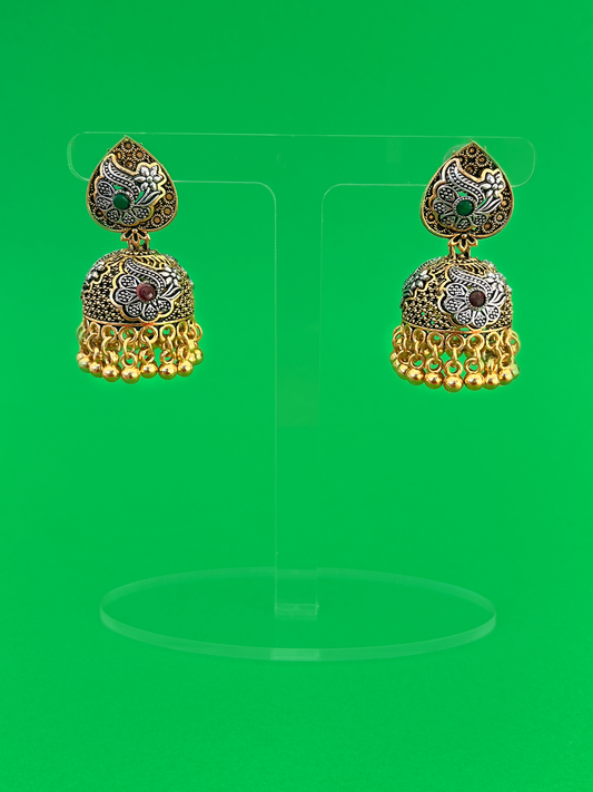 Gold-Plated and Silver-Plated Kundan Jhoomka