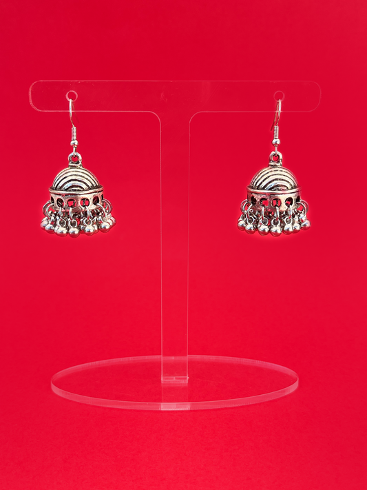 Mini Oxidised Silver-Plated Jhoomka