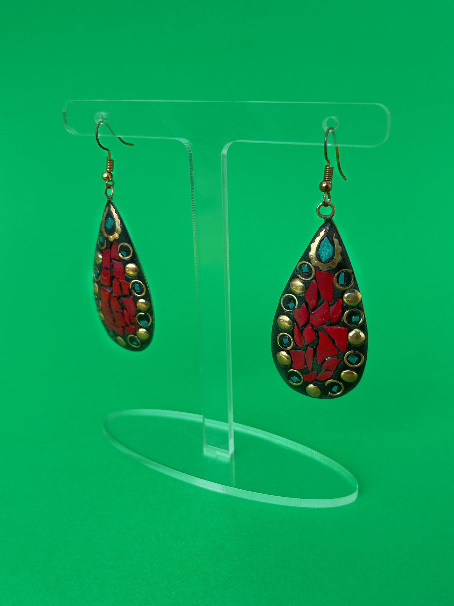 Nepalese Gold-Plated Teardrop Earring with Hook